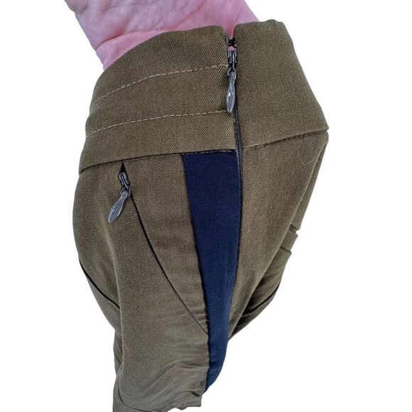 Anthropologie Pants Essential Slim Size 8 Ankle Drawstring Green Tuxedo Stripe - Picture 6 of 8